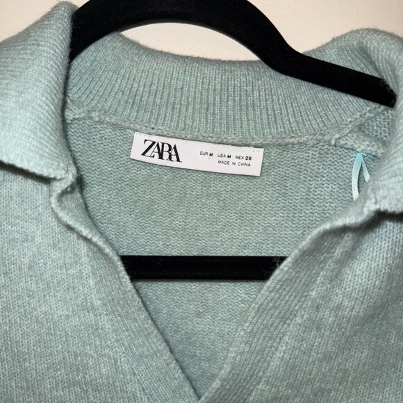 Zara Collared Cropped Sweater - Green size M - Picture 3 of 3